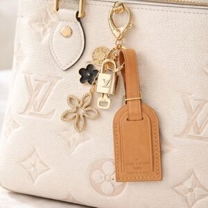 Authentic Louis Vuitton Luggage Nametag and Gold Padlock with Unbranded Keycharm